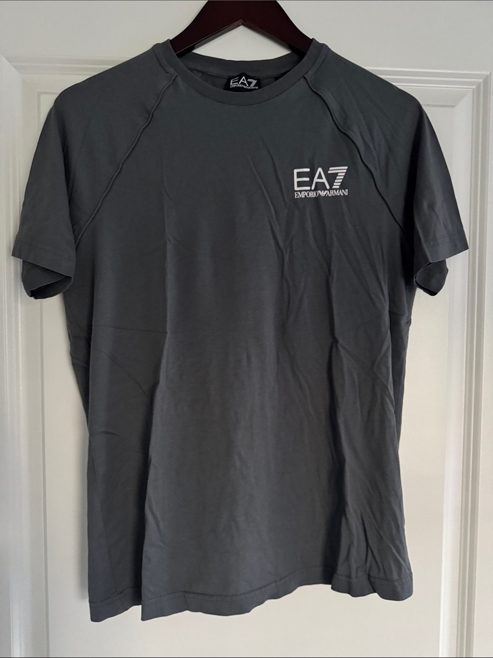 NWOT EA7 Emporio Armani Men’s Grey Logo Short Sleeve Shirt S